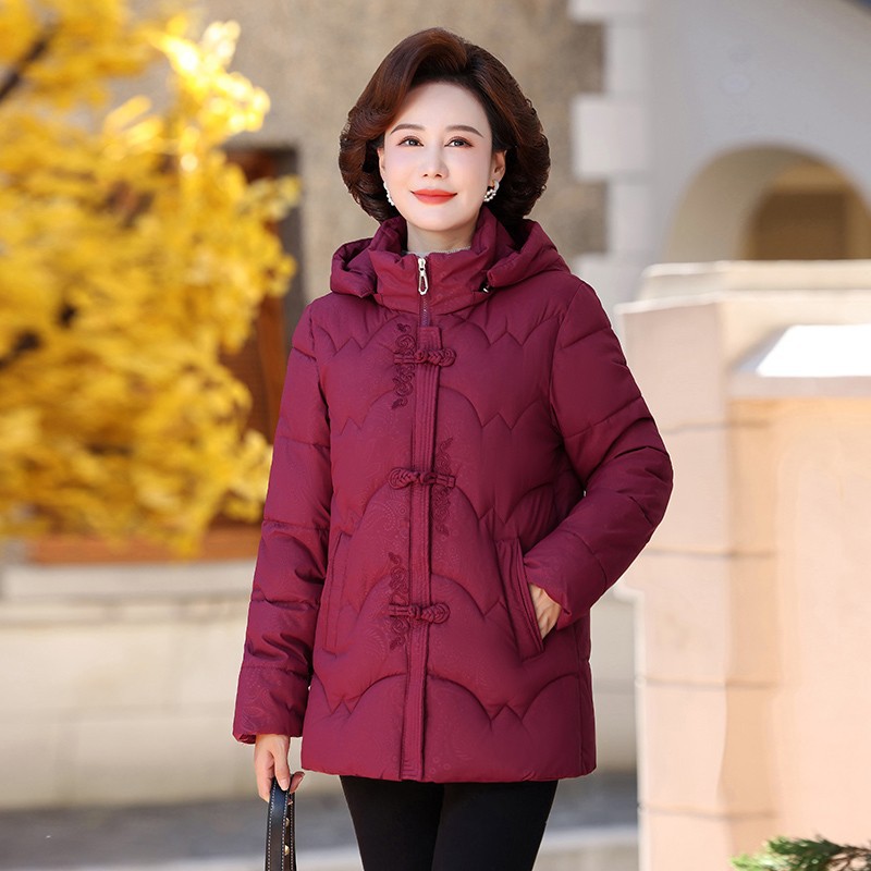 2024 겨울 새 어머니 다운 코튼 패딩 재킷 기모 중년 및 노인 여성을위한 두꺼운 따뜻한면 패딩 재킷 패션 캐주얼 코튼 패딩 재킷
