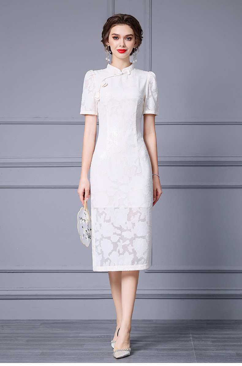 Abito cheongsam slim con perline stile cinese per donna_voghion.com