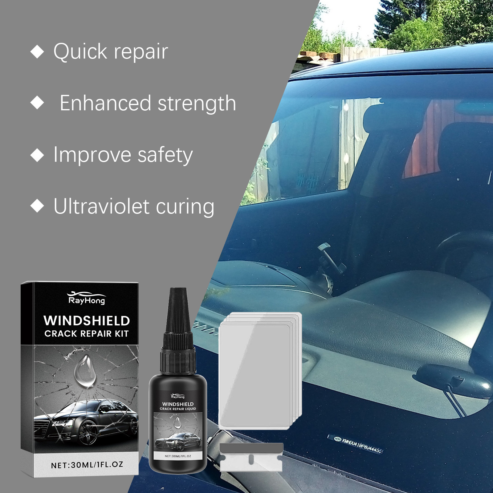 Rayhong Windshield Repair Glue Windshield Crack and Scratch Repair Clear Vision Care Glue