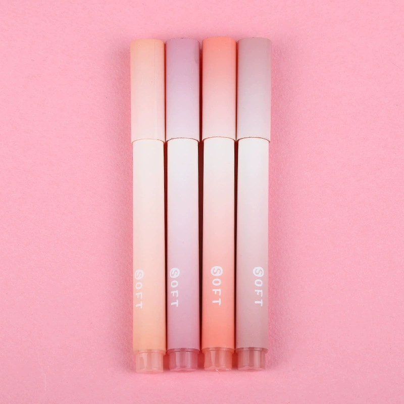 Fluorescent Gradient Highlighter Set, 4‑Pack Pastel Shades, large-capacity & eye-friendly