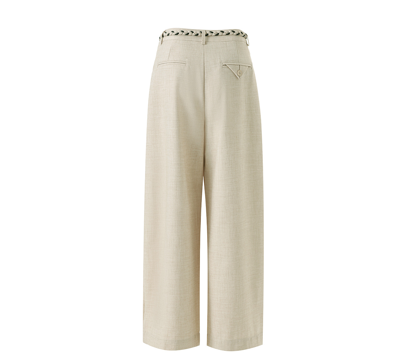 Quần culottes nữ ống rộng cạp cao kèm thắt lưng dệt bản to — màu đen chi tiết 24
