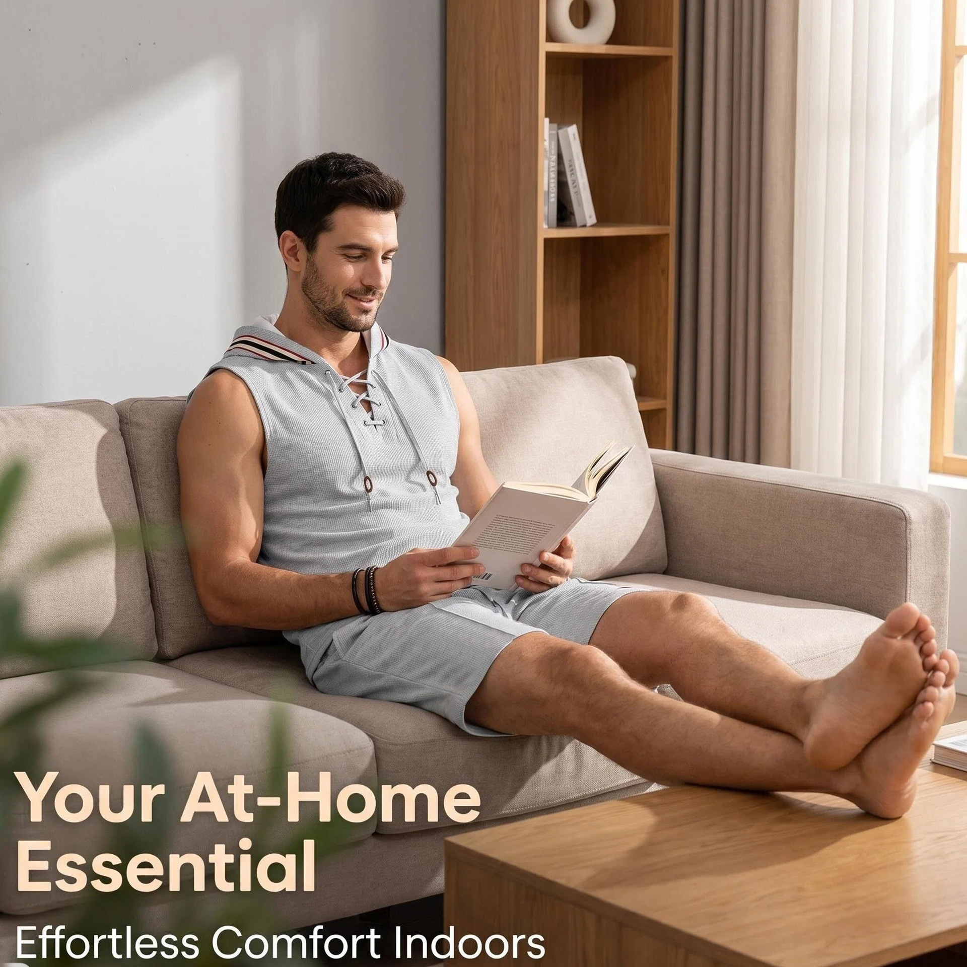 Men's Summer Hooded Vest And Shorts Set, Casual Loose Fit Breathable Athletic Two-Piece Outfit With Color Block Design_viptrois.com