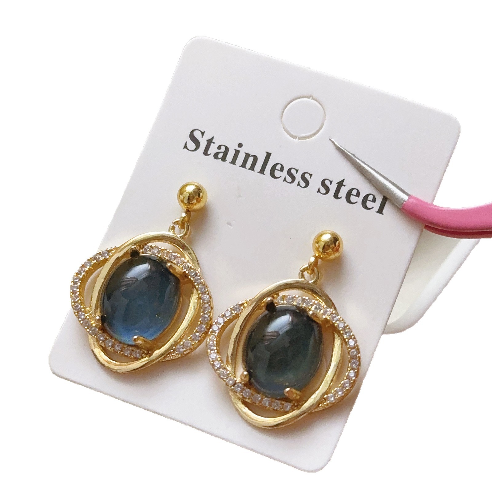 Caliente venta de nuevos colgantes de zafiro aristocráticos temperamento real elegante colgante colgante de pendientes incrustados conjunto de mujeres