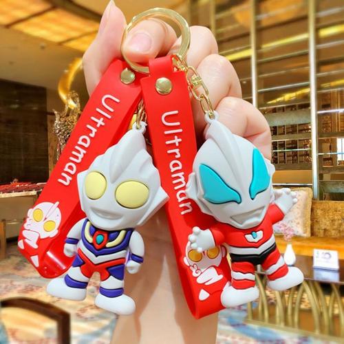 Ultraman Cartoon Keychain Cute Tiga Cerro Doll School Bag Key Chain Ring Pendant Doll Machine Small Gift