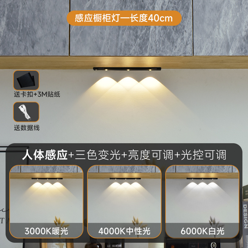 Transfronterizo ultrafino inteligente led luz del sensor del cuerpo auto-adhesivo armario gabinete del vino colina ojo de gato luz con recargable