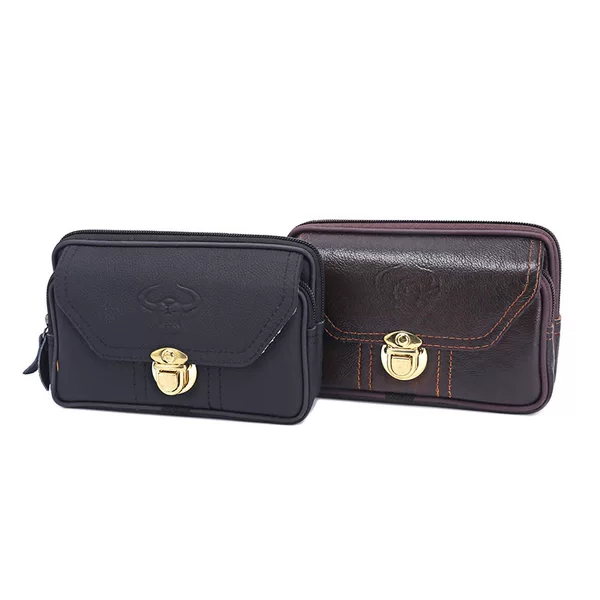 Leather double-layer waist bag 2022 new men's mobile phone bag super large capacity coin purse stall supply manufacturers wholesale
