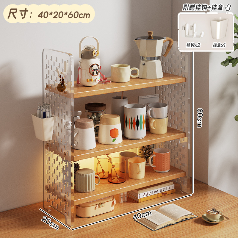 Taza de mesa almacenamiento estante acrílico taza de agua estante de té estante de mesa sala de té esquina de café estante de exhibición