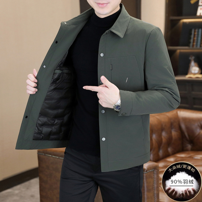 2025 Autumn and Winter New Men's down Jacket Lightweight Lapel Young and Middle-Aged Men's Casual Jacket Warm Business Jacket