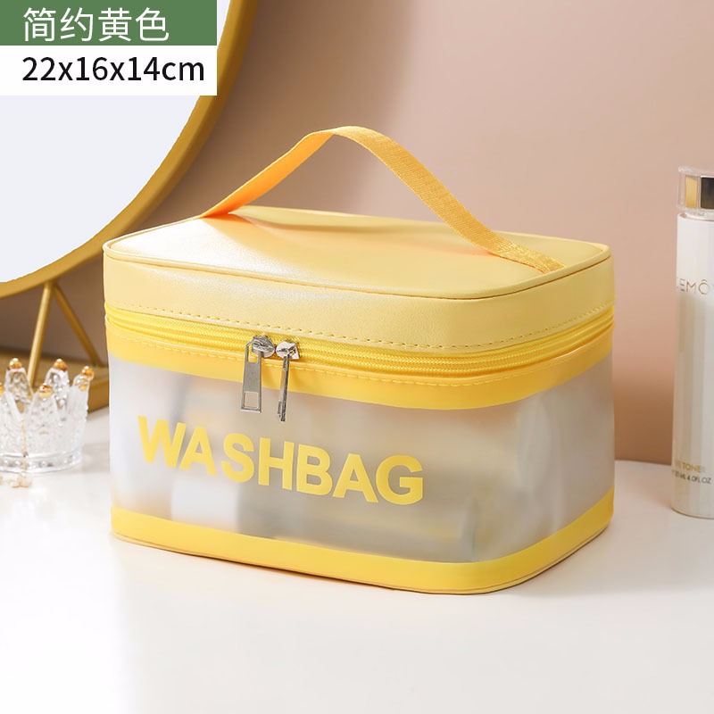 Bolsa de cosméticos transparente transfronteriza bolsa de almacenamiento impermeable de alta capacidad bolsa de lavado de maquillaje portátil PU