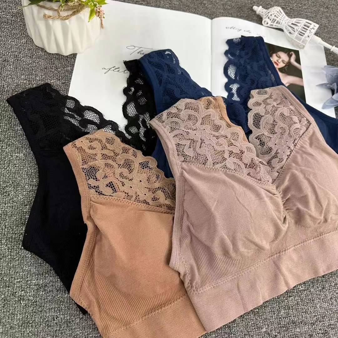 Nueva copa fija de encaje, chaleco de alta calidad, bra de yoga sin anillo de acero, ropa interior deportiva, mujer al por mayor image 3