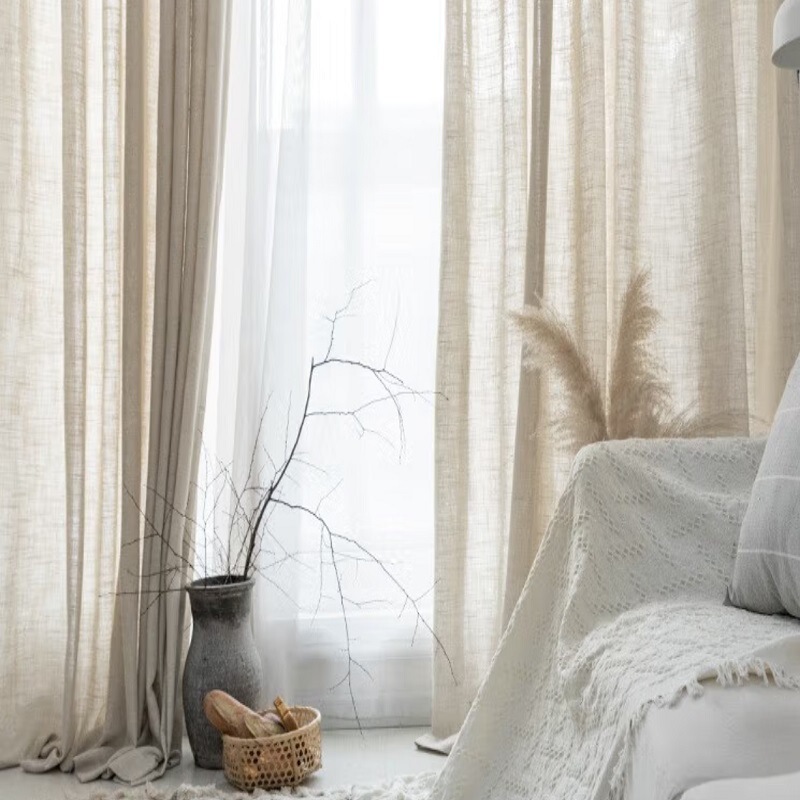 Linen Windbreak Sheer Curtains, Light-Transmitting but Not See-Through, Living Room Sheer Curtains, 2026 New Style, Thickened French Style with a High-End Vintage Feel