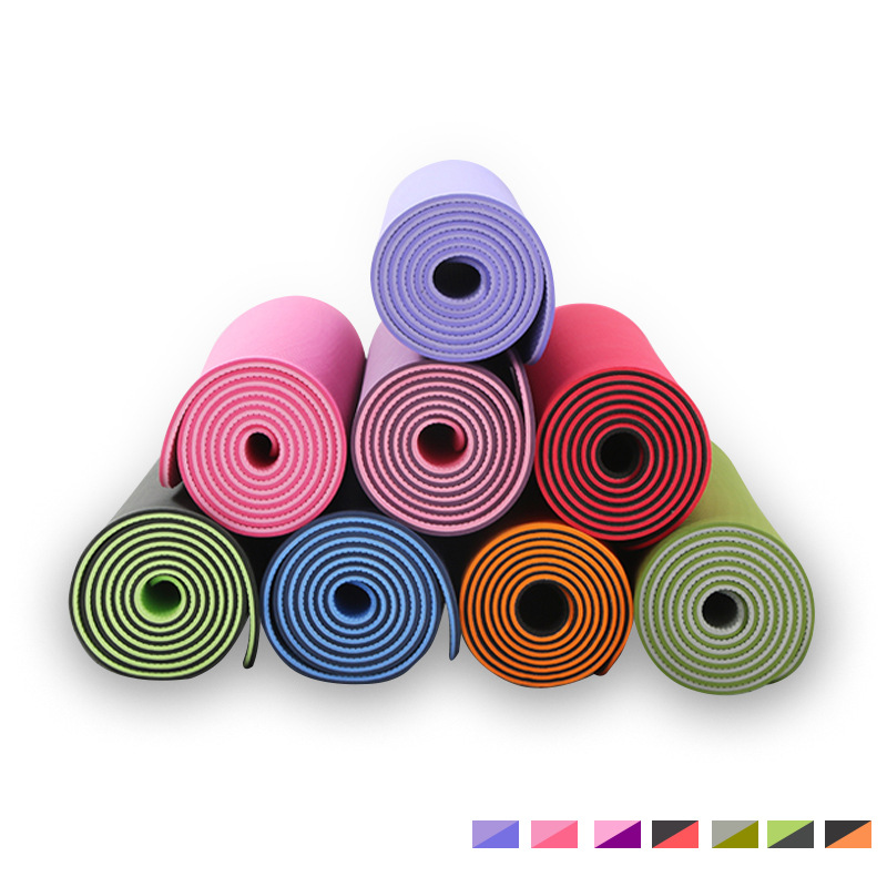 Estera de yoga TPE estera antideslizante para el hogar de fitness transfronterizo estera de yoga para adultos de 6mm de dos colores estera de baile