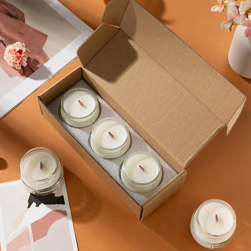 Conjunto de velas aromáticas 3 peças caixa presente cera soja_voghion.com