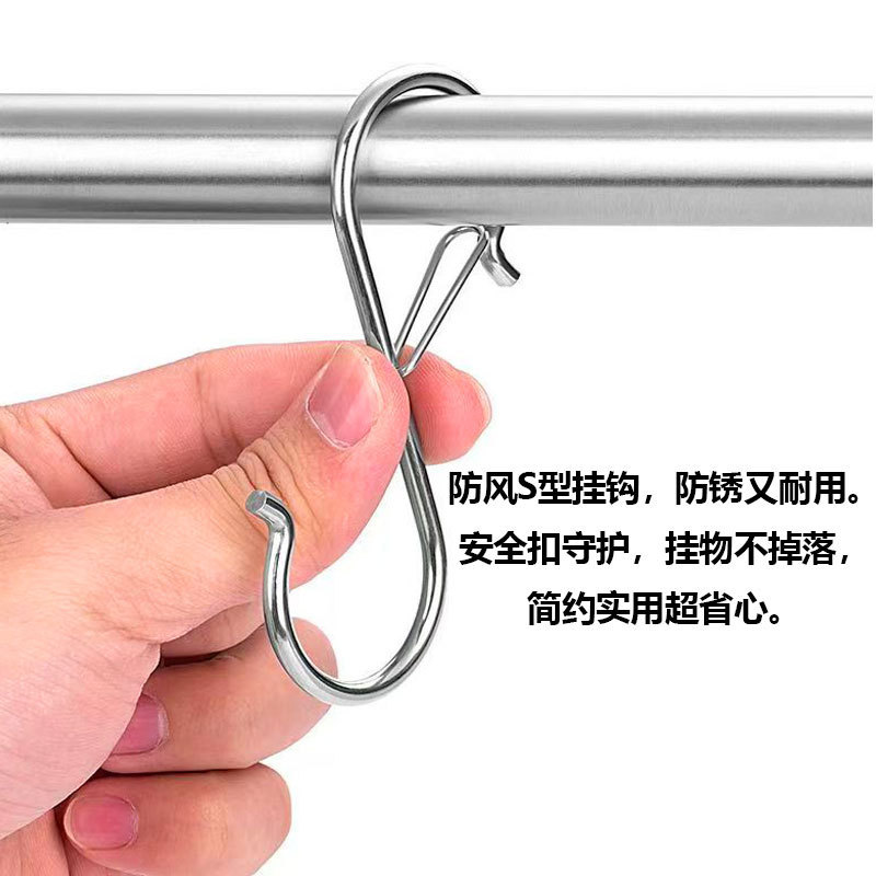 金属製スプリングフック、S字フック、銀メッキ、落下防止、穴あけ不要、衣類、帽子、カーテン用フック、キッチン、バスルームで人気|undefined