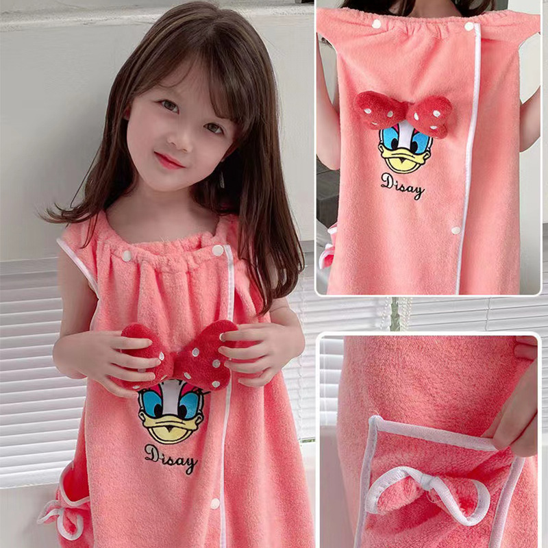 Factory bath towel children can wear coral velvet bath skirt cartoon thick absorbent softer than pure cotton breathable beach towel