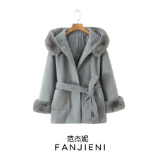 ZR外贸批发 欧美风女装 时尚复古高级感长袖中长款斗篷式毛呢外套