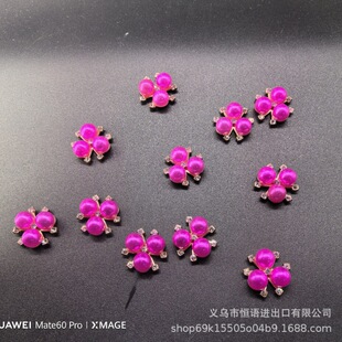 Rose Red Three pearl flower heart accessories flower accessories jewelry accessories in stock factory direct jewelry DIY