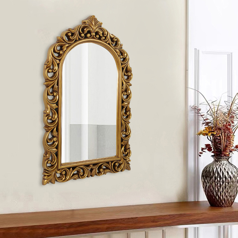 De estilo europeo hueco tallado espejo de baño salón pasillo colgante de pared espejo decorativo peluquería ESPEJO de medio cuerpo tocador espejo de maquillaje