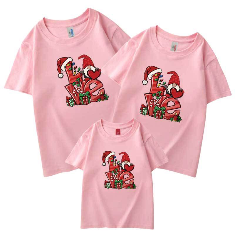 Comercio electrónico transfronterizo Traje de padre-hijo de regalo de Navidad europeo y americano nueva familia de tres camiseta madre-hijo manga corta sombrero de Navidad
