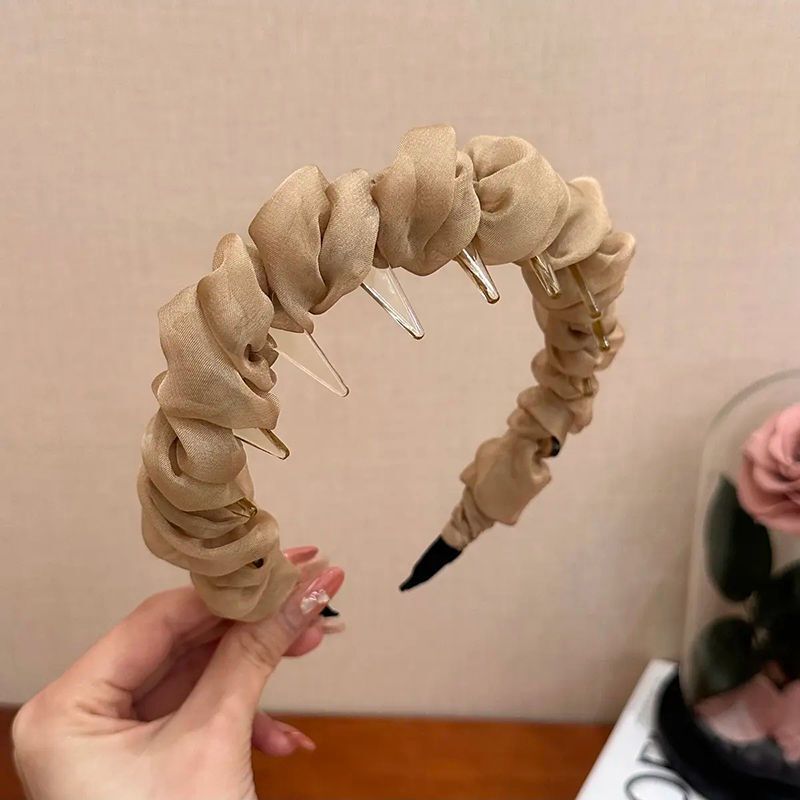 新款波浪网纱波浪发箍女日常外戴头箍高颅顶发卡碎发整理神器|undefined