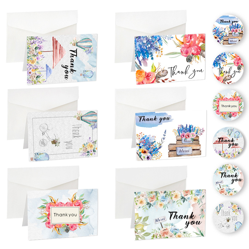 亚马逊水墨感谢卡留言卡 扎染花朵节日祝福卡贺卡 婚礼派对邀请卡