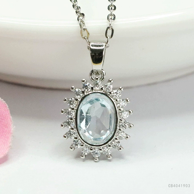 Кулон из натурального топаза Гуань Ю, ожерелье с голубым драгоценным камнем, ювелирные изделия, модные аксессуары, прямая поставка с фабрики S4041903