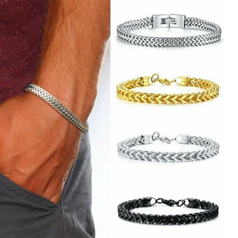 8g Weight Simple Style Geometric Titanium Steel Stoving Varnish Men'S Bracelets Men's Chain Bracelets