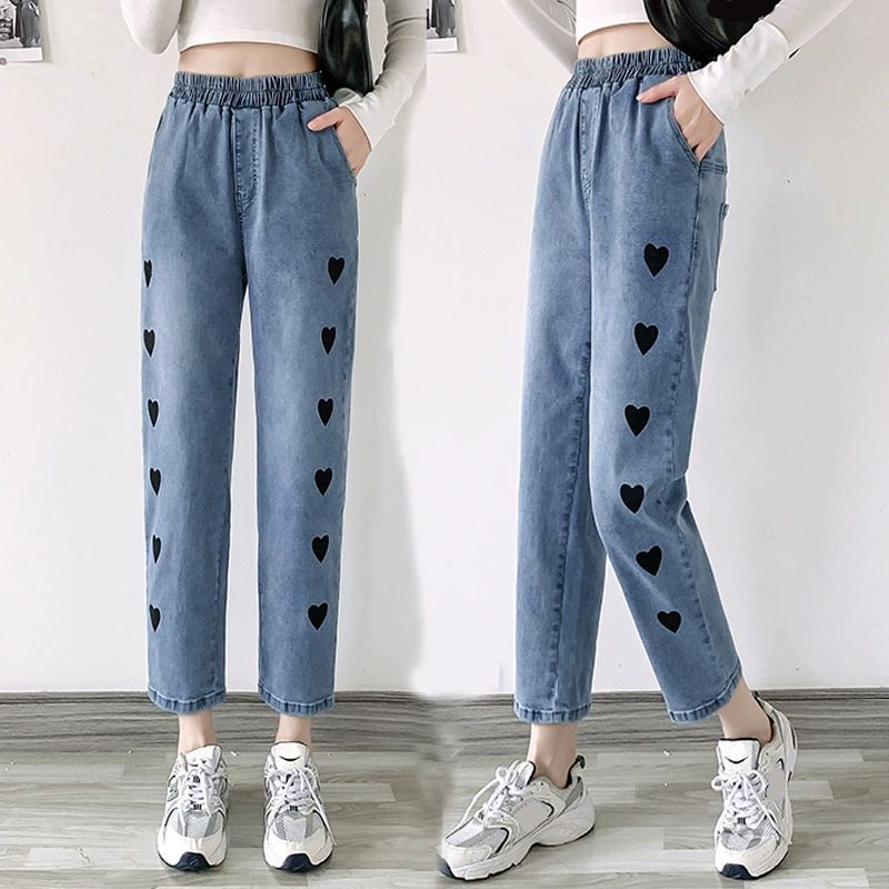 307 Модель 200/300/350 кг очень большие джинсы женские эластичные пухлые девушки любят брюки с высокой талией