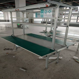 东莞铝型材流水线带电灯 标准左右作业输送带 白色PU食品级输送机