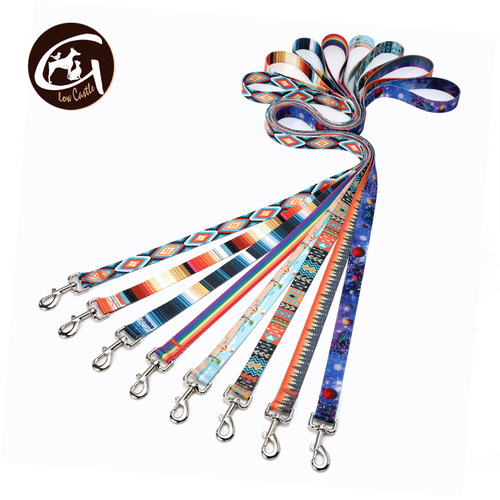 Pet leash foreign trade cross-border hot sale forest starry sky ethnic style pet leash heat transfer dog rope