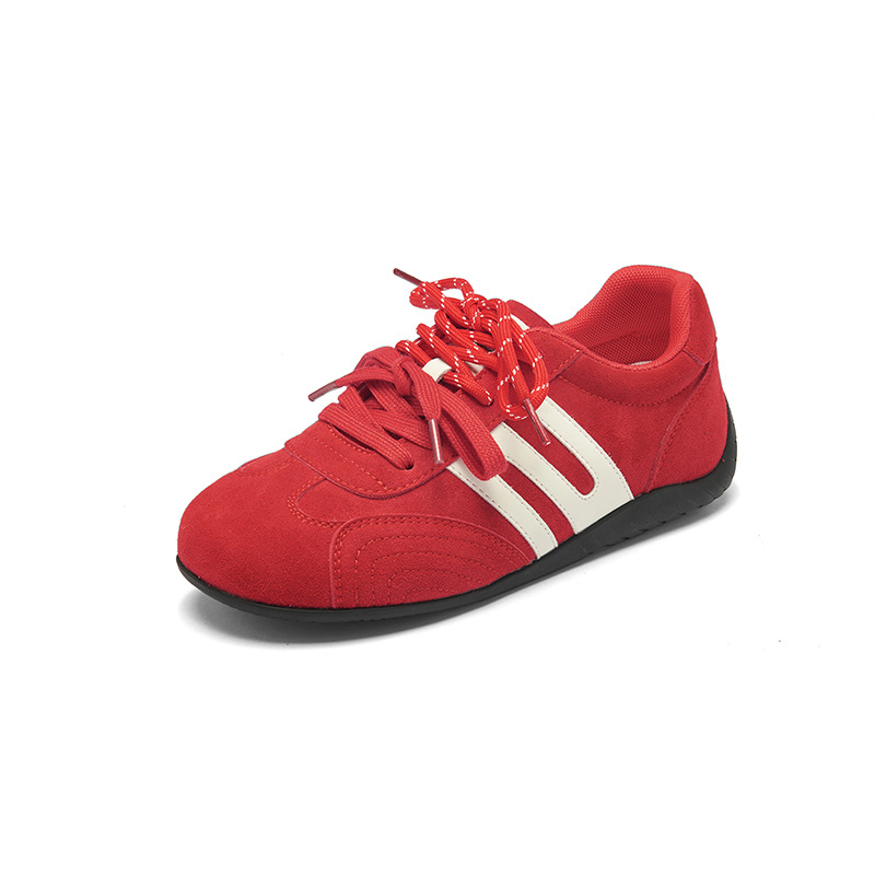 Zapatos de entrenamiento alemán rojos de Augu Shi Deng para mujeres 2025 nuevos zapatos de suela gruesa de otoño zapatos deportivos casuales zapatos de ballet para mujeres
