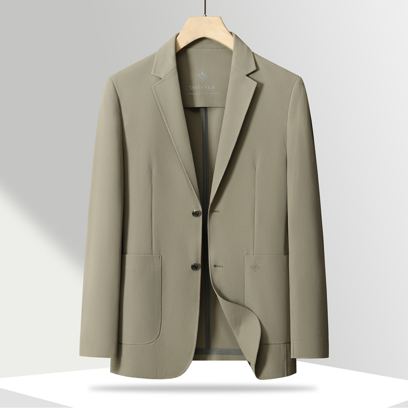 Ice Silk Seamless Suit Men's 2024 Summer New Business Casual Single Western Thin Anti-Wrinkle Quick-drying Sunscreen Suit