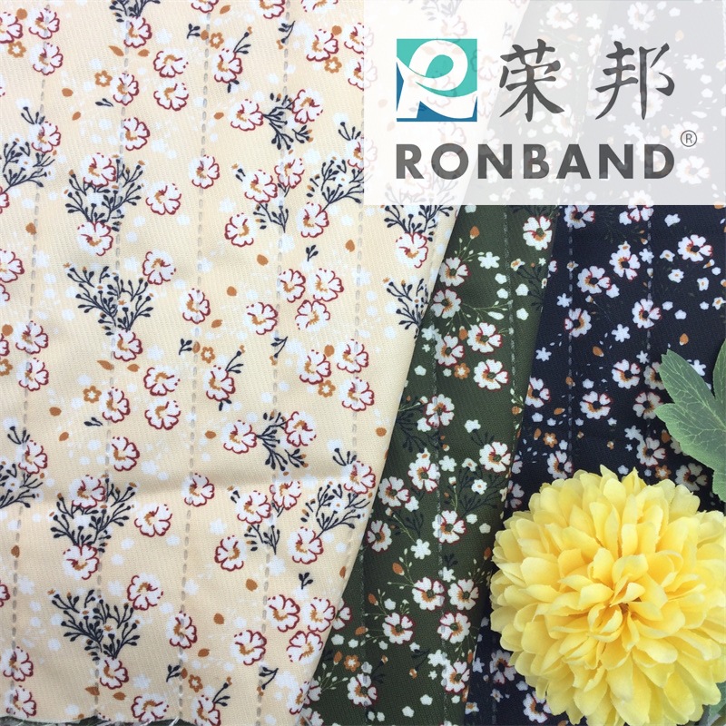 斜纹绒布绗棉超声波复合面料 碎花印花连衣裙夹棉衣冬季面料