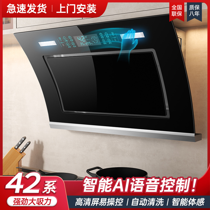 Range Hood Dual Motor Large Suction Range Hood Household Kitchen Range Hood Side Suction Oil Suction Machine Exhaust Fan