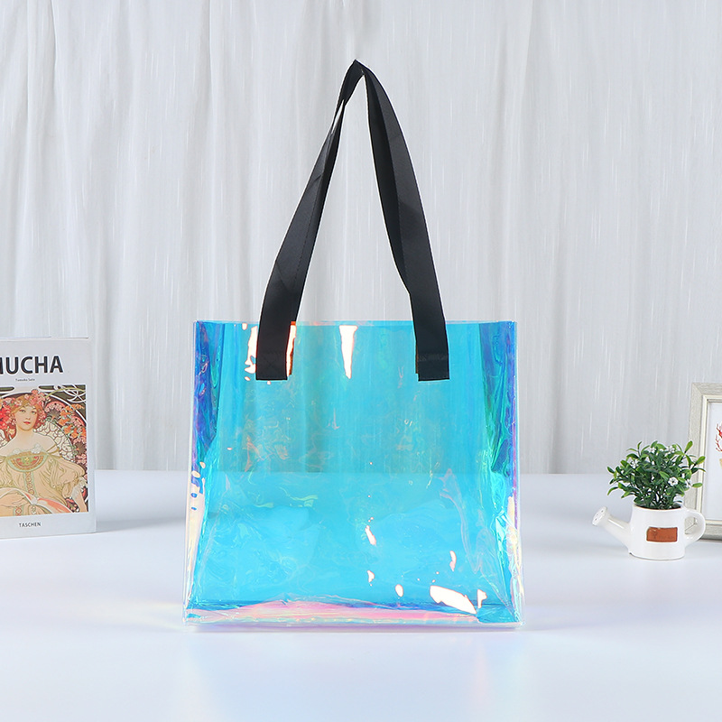Bolsa de mano láser de PVC personalizada exhibición de regalos transparentes bolsas de regalo coloridas paquetes de gelatina transparentes personalizados