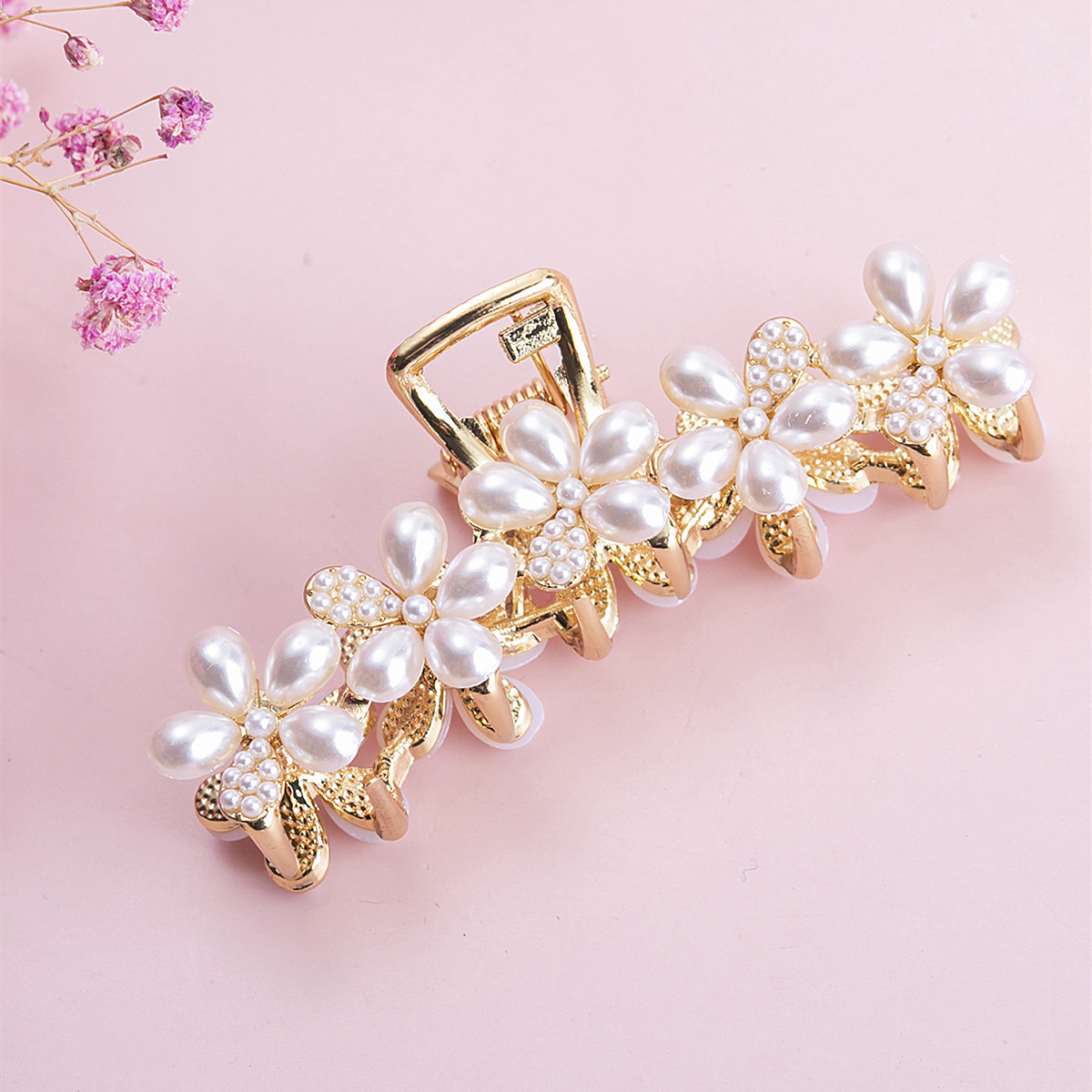 Corea del Sur ins perla grande pinza de pelo horquilla de cabeza femenina flor temperamento internet celebridad tiburón clip lateral pinza de pelo hembra