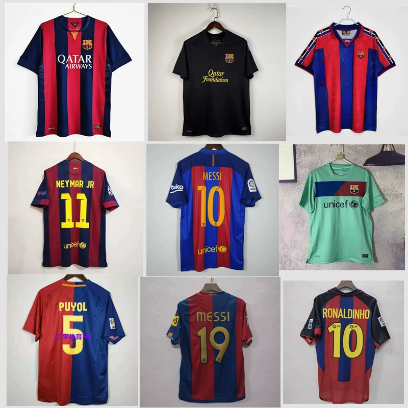 Ретро-Джерси Классическая Ностальгическая Футбольная форма Барселона Футбольная форма Месси Роналдиньер Хави Иньеста