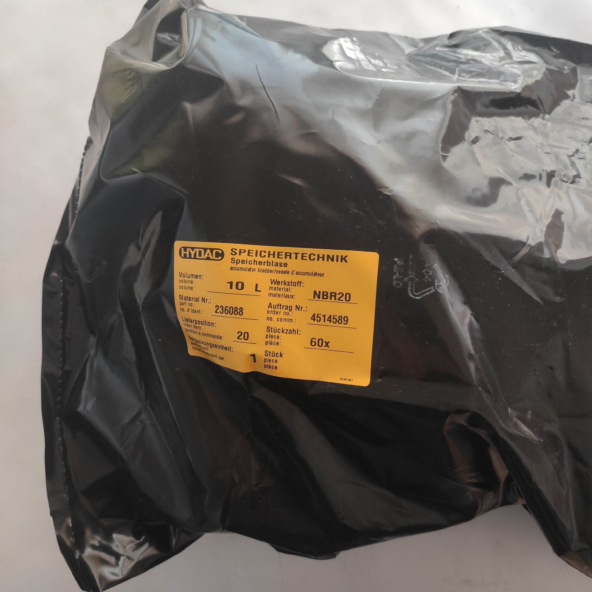 批发 贺德克  10L*7/8-14UNF/VG5 NBR20/P460  氮气囊  10L皮囊