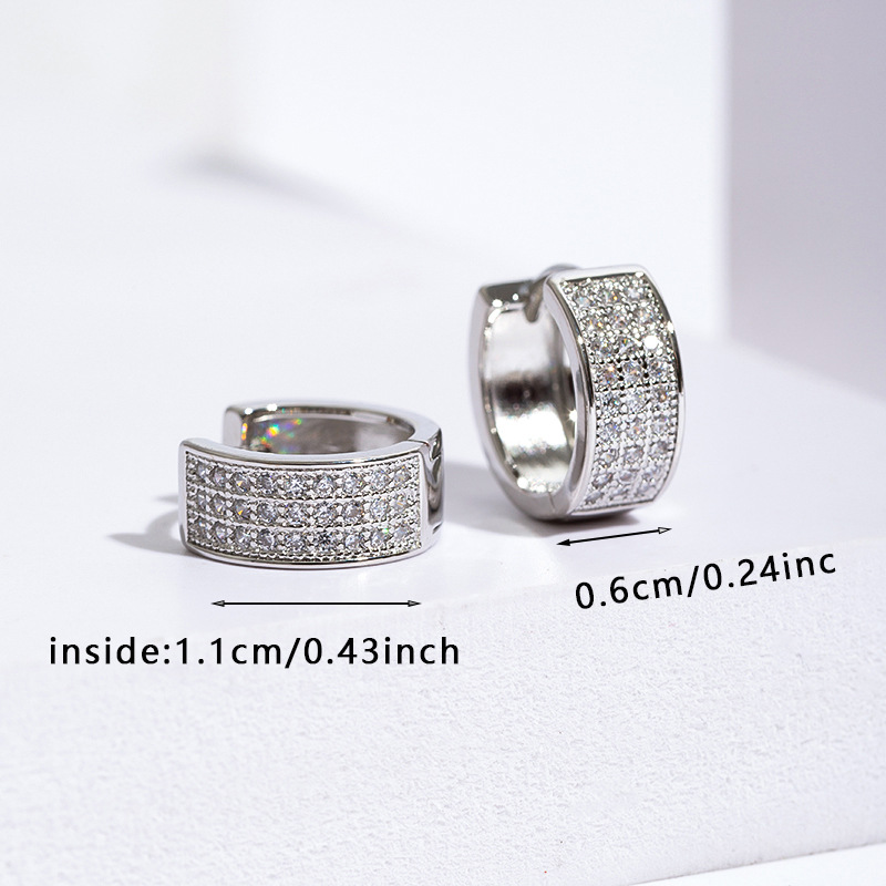 Copper Ear Needle Material Zircon Inlay Material 1 Pair Hip-Hop Streetwear Geometric Copper Zircon Earrings