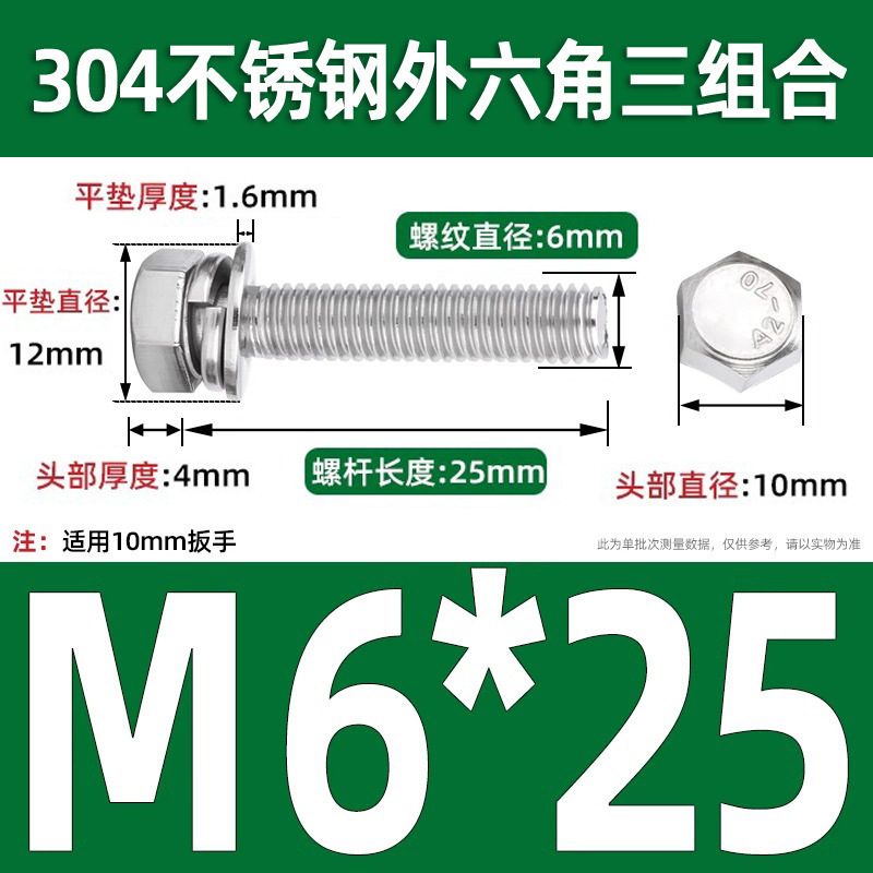 304ステンレス外六角三組み合わせねじgb9074.17切辺六角頭加平弾マットM3-M12|undefined