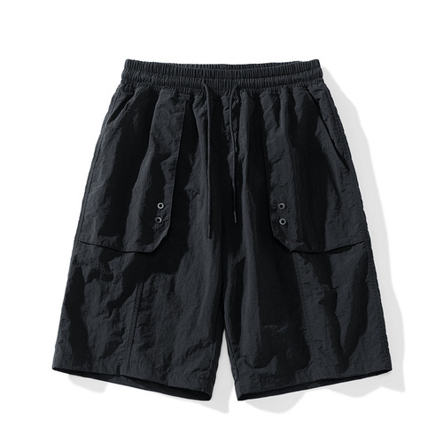 Workwear shorts for men, summer Japanese-style simple loose thin five-pocket middle pants, trendy brand sports casual straight-leg