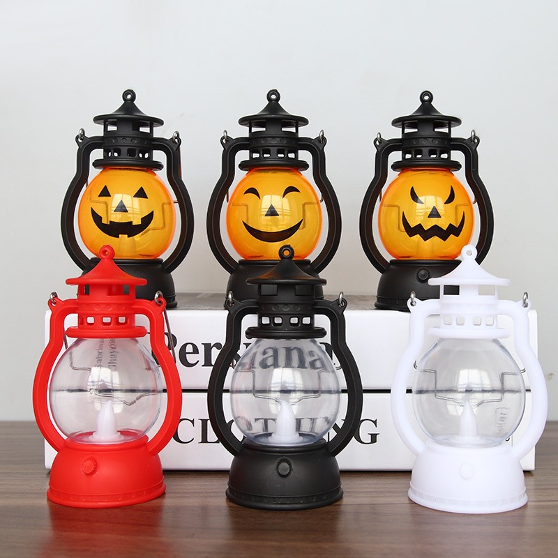 Lámpara de Halloween lámpara de queroseno retro atmósfera festiva decoración electrónica lámpara de calabaza LED lámpara de pony lámpara de viento