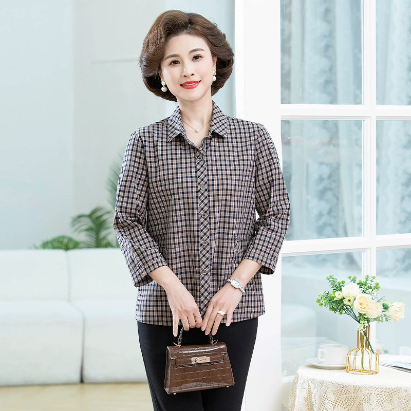 Cotton thin autumn shirt, for middle age