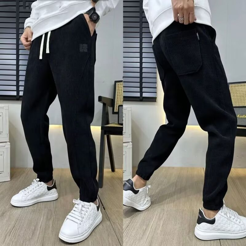 Pantalones de terciopelo para hombres de otoño y invierno nuevos sueltos retro americanos de terciopelo, calzoncillos gruesos para hombres