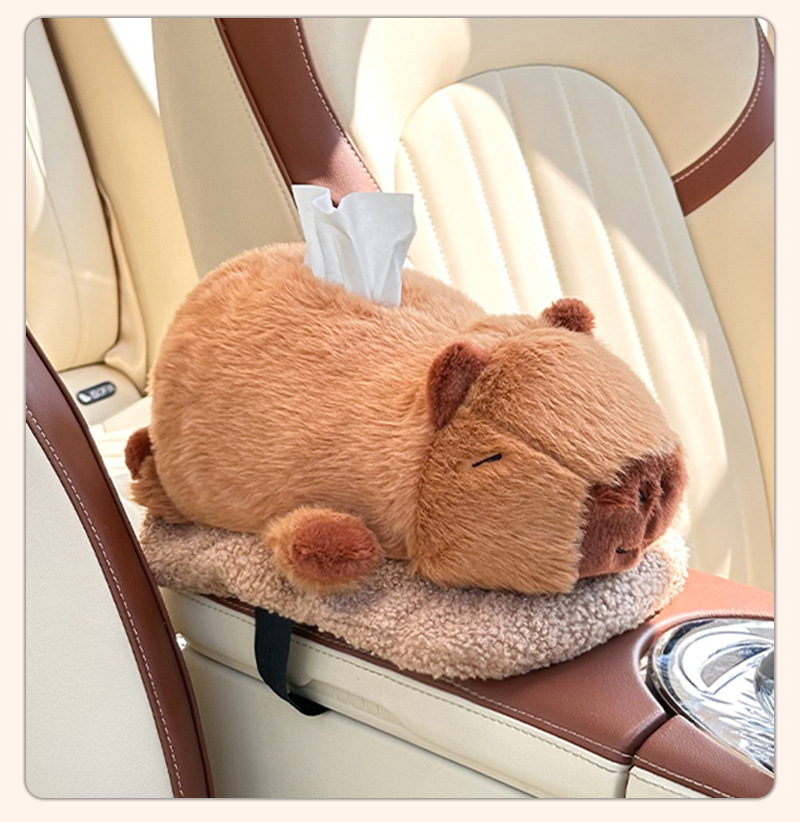 Cartoon Car Tissue Box Deodorizing Bamboo Charcoal Bag Creative Plush Doll Armrest Box Tissue Box Car Decoration Supplies