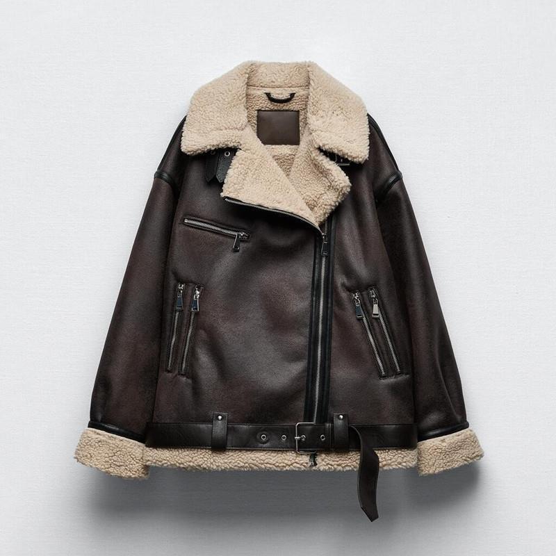 PB & ZA Fall/Winter New Women's Wear Belt Fleece Lining Double-sided Long Jacket Coat Women's 8073 264 700