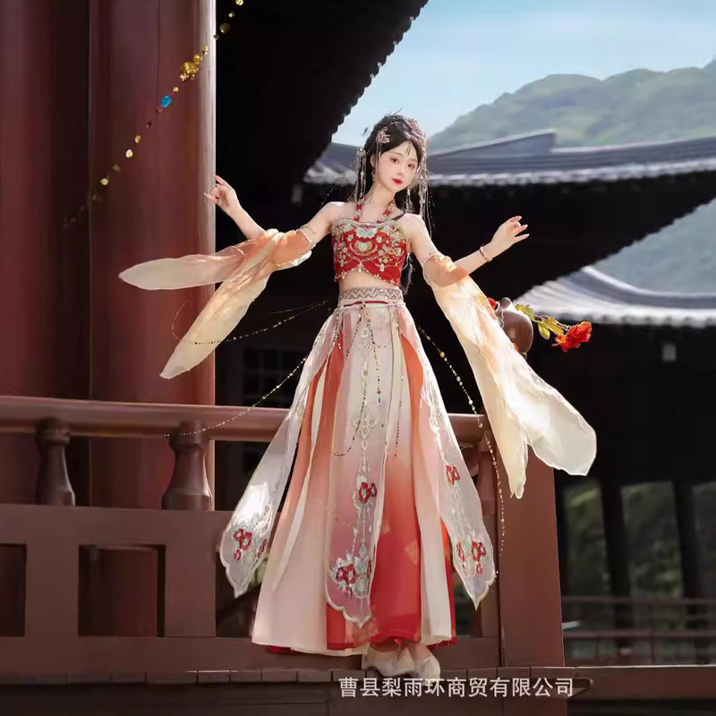 Dancer's Flying Flower Order Exotic Style Tube Top Hanfu Dunhuang Petal Large Sleeves Heavy Embroidery Dance Costume