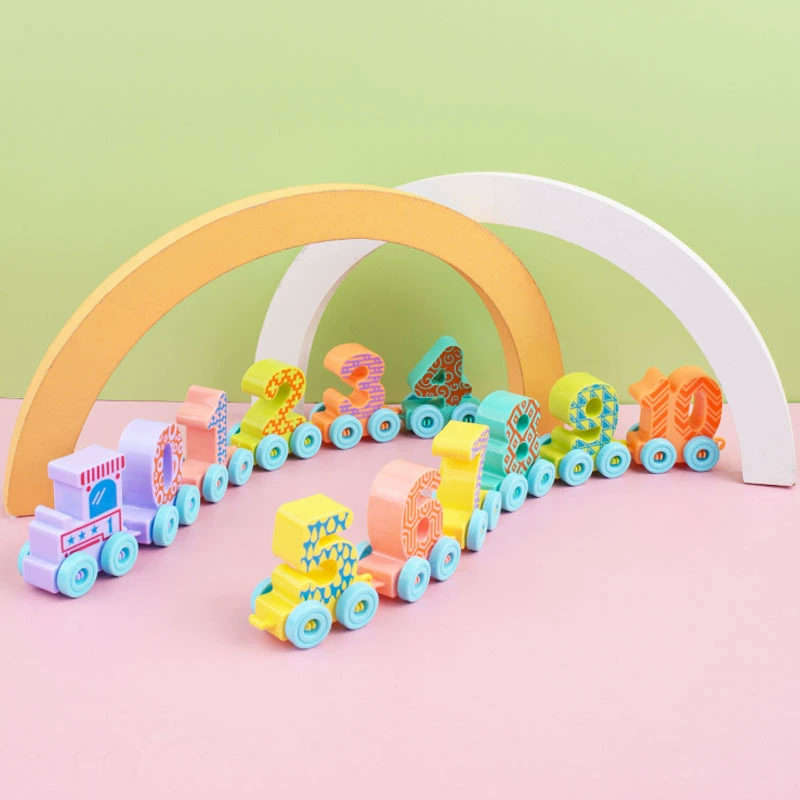 Цифровая обучающая железная дорога игрушка, изучение чисел для 1–3 лет, набор из 6 или 12 вагонов (в сумке)