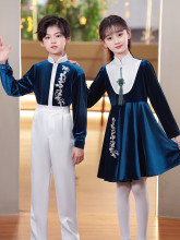 五一儿童合唱演出服中小学生大合唱团女童朗诵礼服中国风表演服装