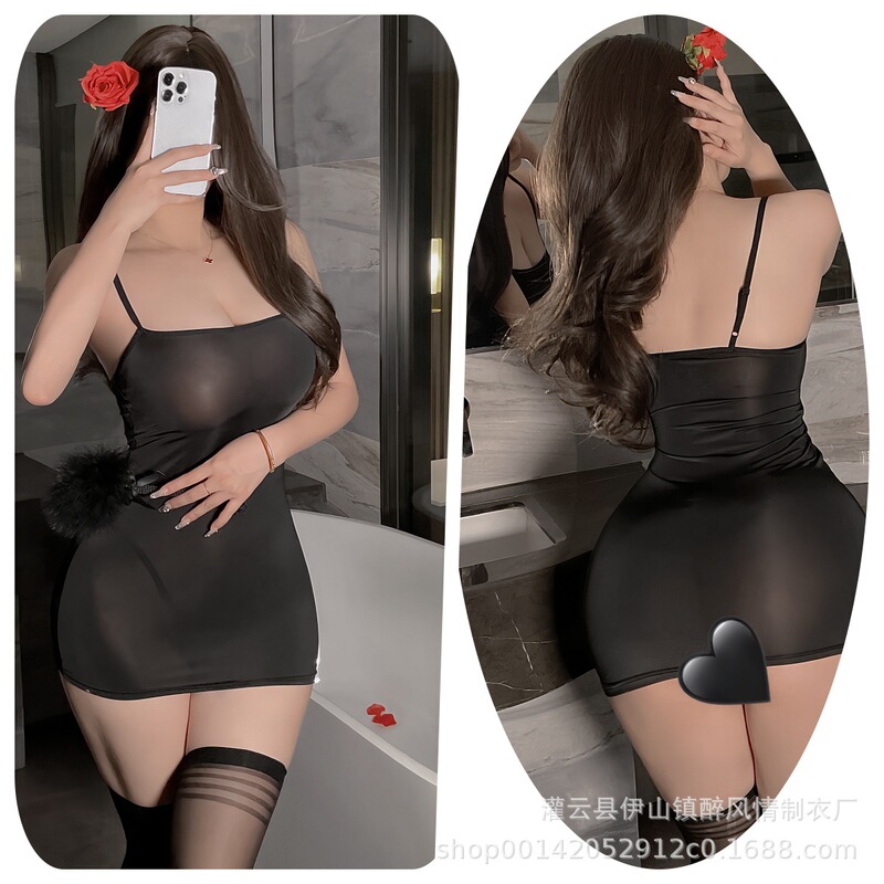 Drunken Internet Popular Sexy Lingerie Milk Silk Ice Silk Sling Nightdress Backless Free Passion Temptation Skirt Set